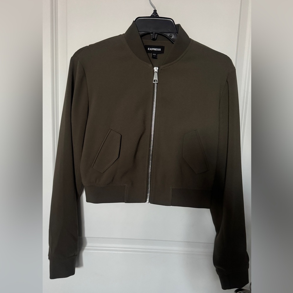 Express Olive Bomber Jacket - image 2